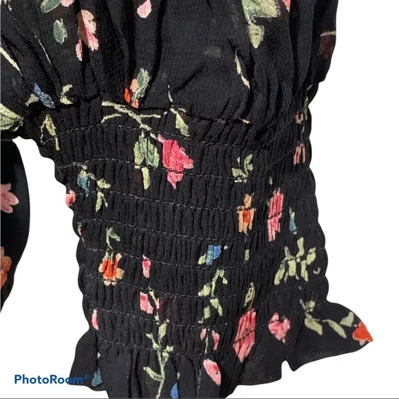 Ganni Paradise Elm Floral Georgette Wrap Top Surplus Wrap Top Small NEW - Picture 4 of 16